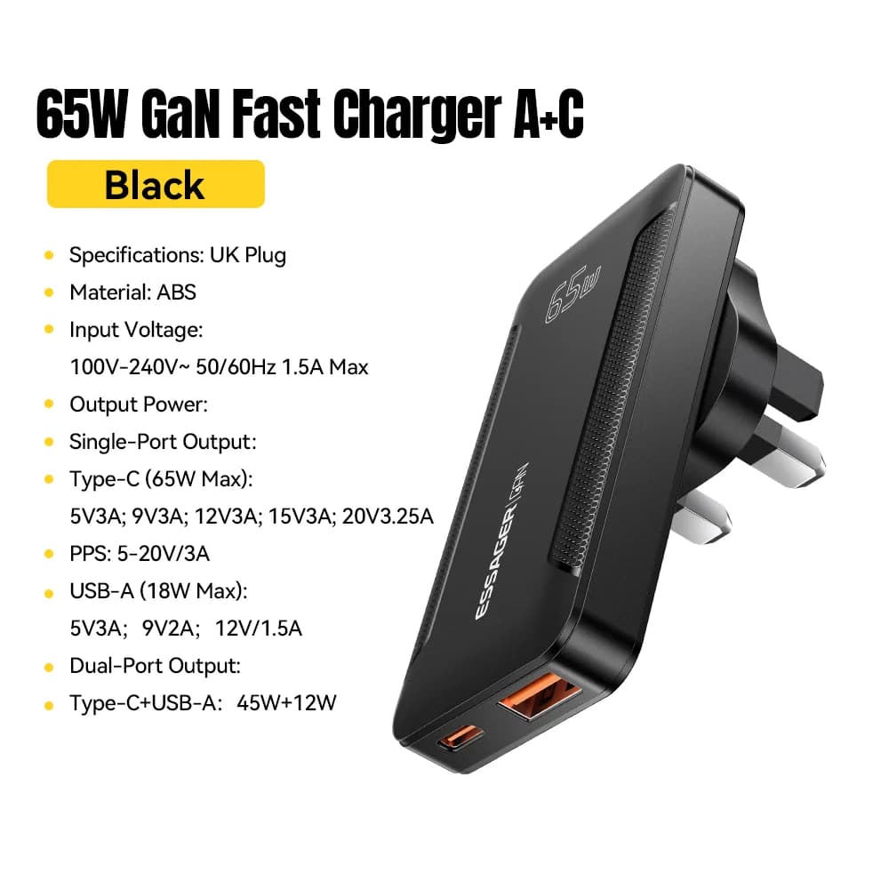 Caricatore da Viaggio Ultra Sottile 65W GaN con PD 3.0