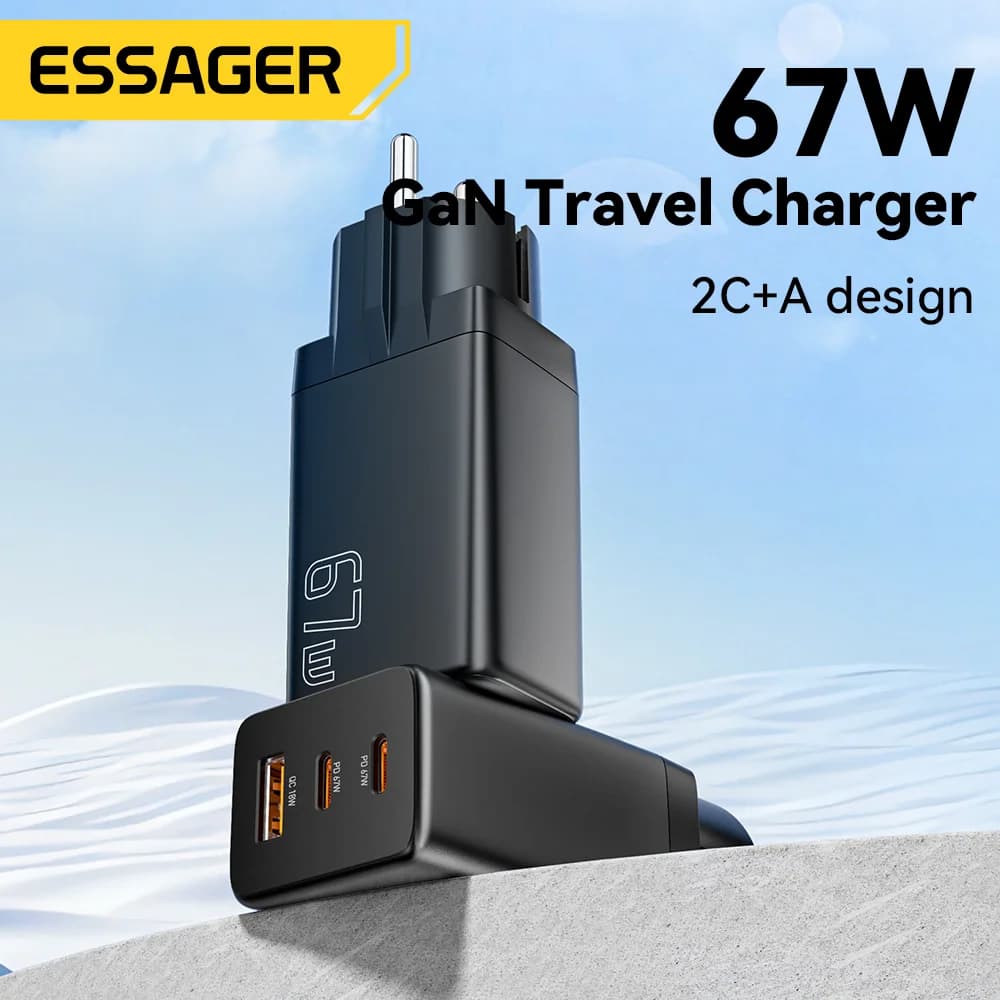 Caricatore GaN USB Type-C con opzioni presa EU/KR