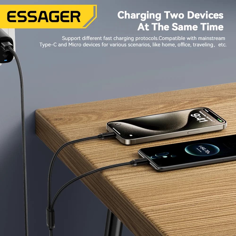 Cavo di ricarica rapida 2-in-1 USB Type-C e Micro USB