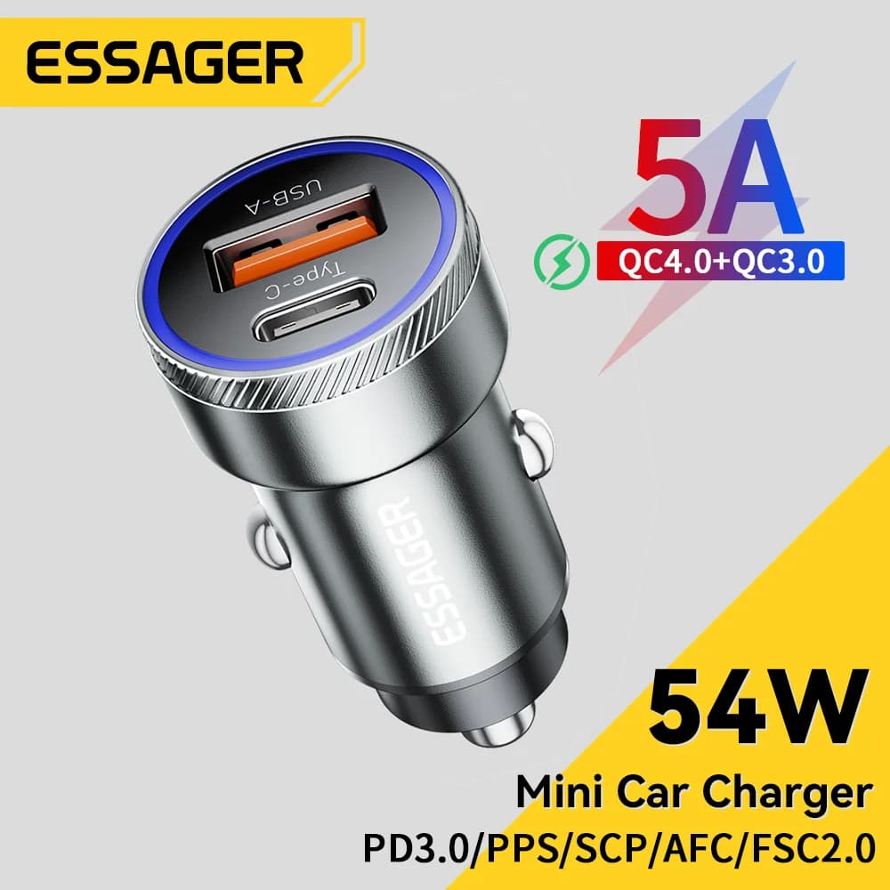 Caricatore Auto USB 54W con PD e QC 3.0