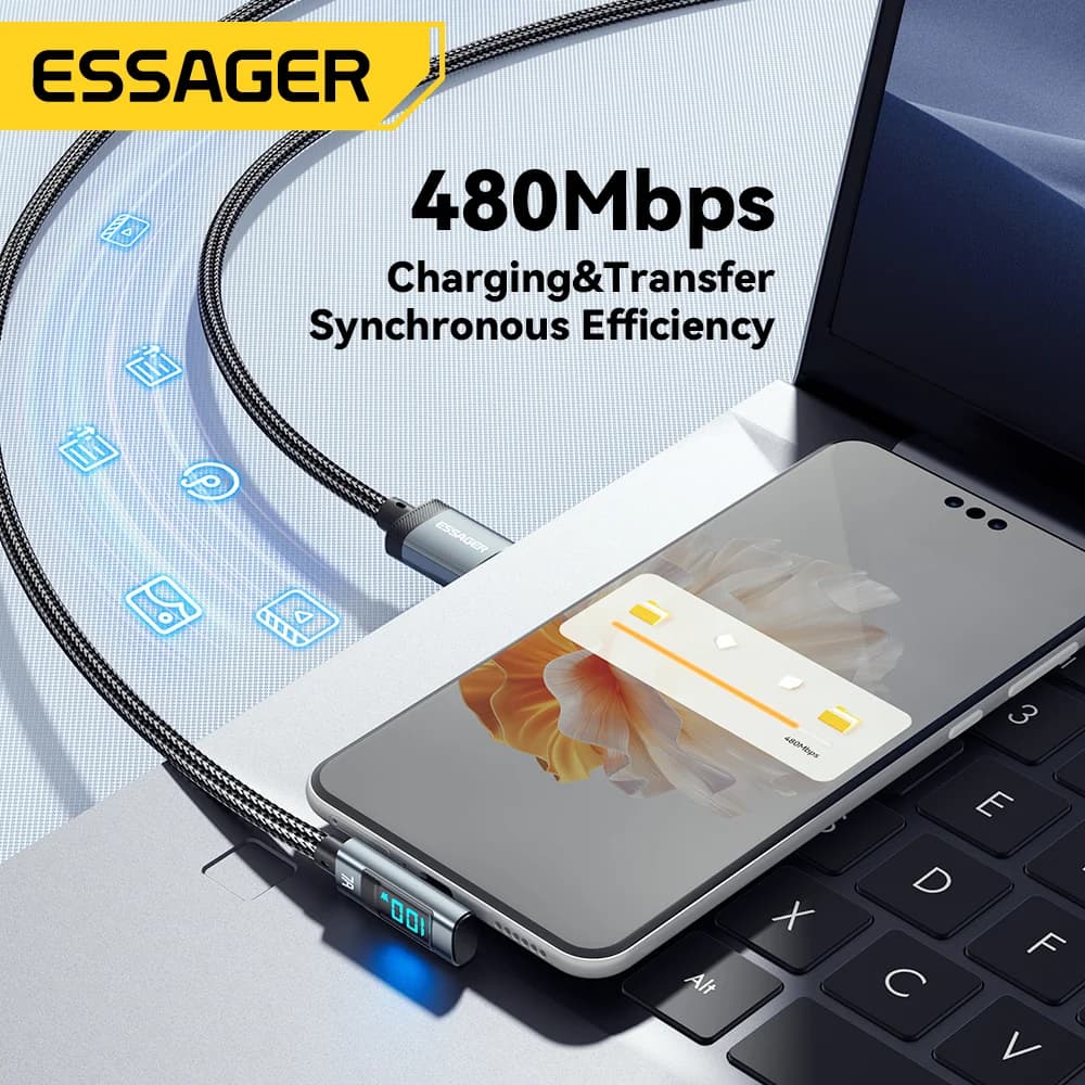 Cavo USB-C Angolato 7A 100W con Display Digitale
