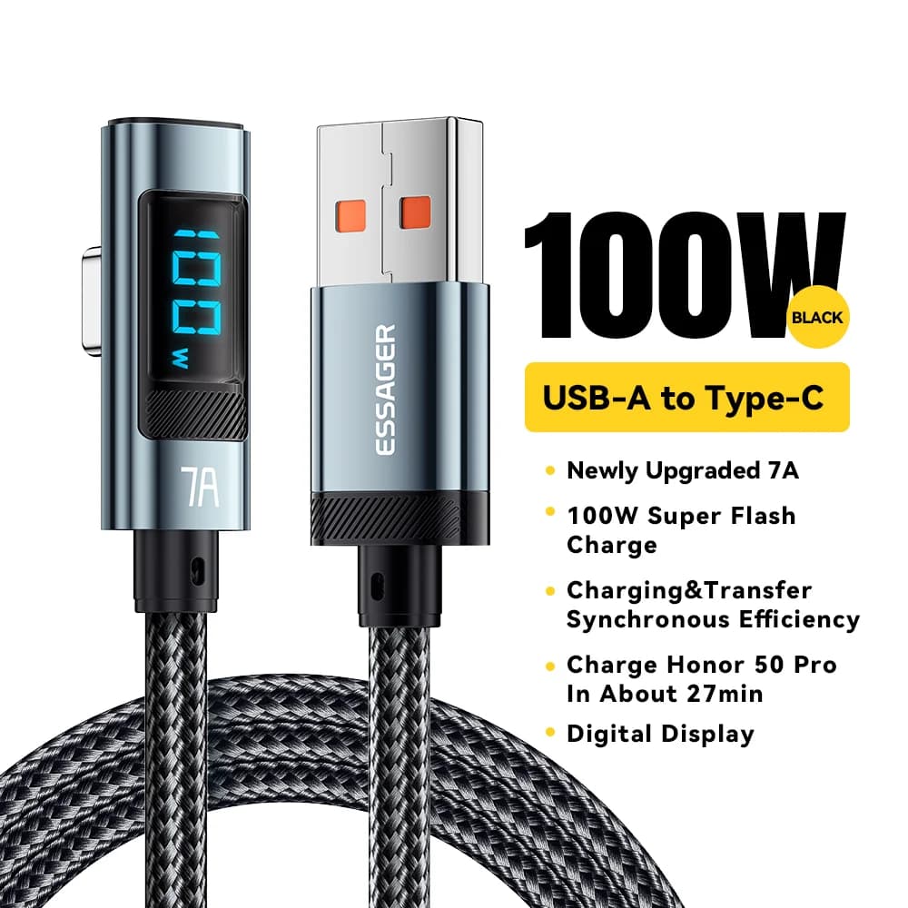 Cavo USB-C Angolato 7A 100W con Display Digitale