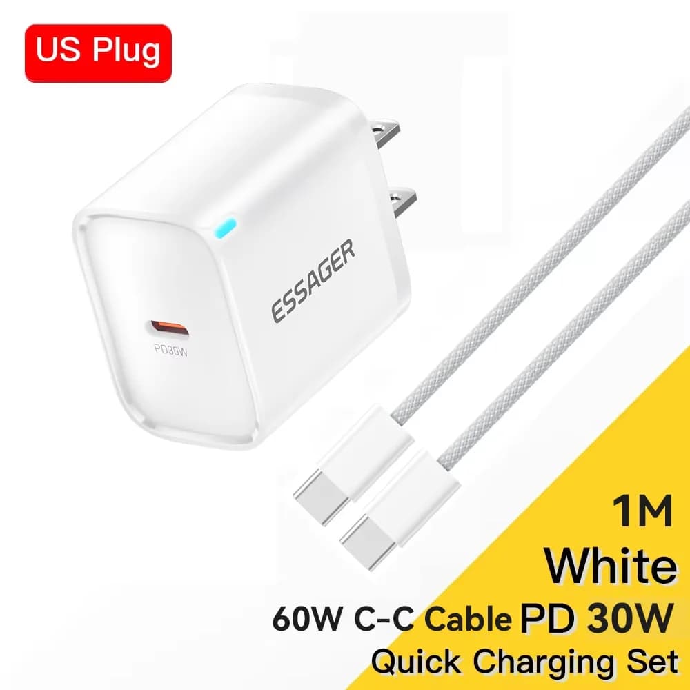 Caricatore Mini USB-C da 30W con Set di Cavi Lightning