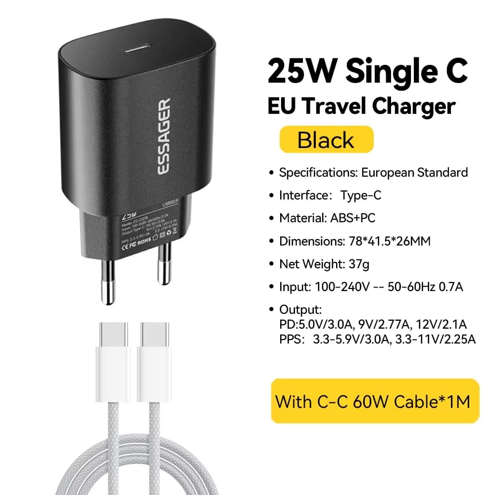 Caricatore USB-C PD da 25W