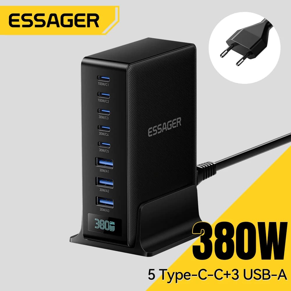 Supporto per caricatore da scrivania GaN 380W 8-in-1