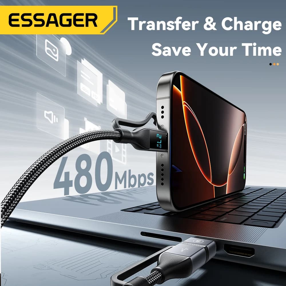 Cavo USB-C 4-in-1 con Display Digitale, 100W PD
