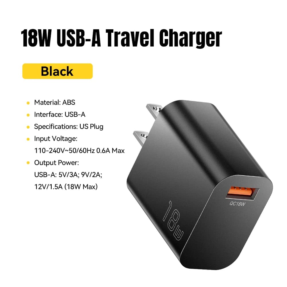 Caricatore da Parete USB-A QC 3.0 Rapido 18W