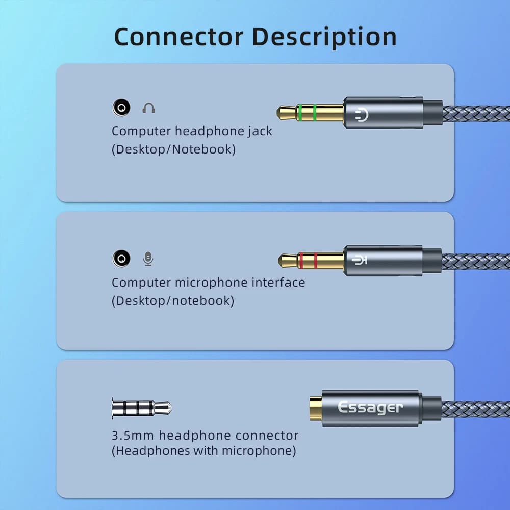 Cavo adattatore Y splitter audio 3.5mm