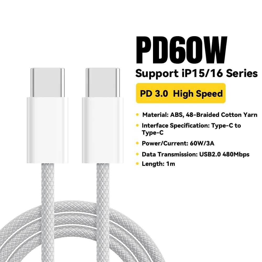 Cavo dati e ricarica rapida USB-C a USB-C 60W
