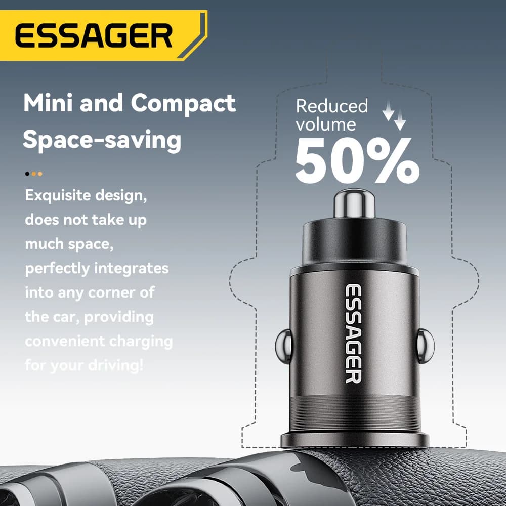 Caricatore Auto Mini USB-C 45W, QC 3.0