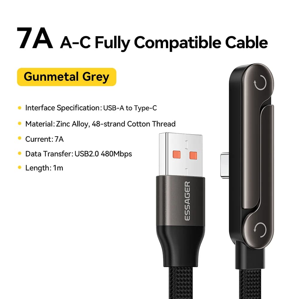 Cavo USB Type-C pieghevole da 100W con supporto per telefono