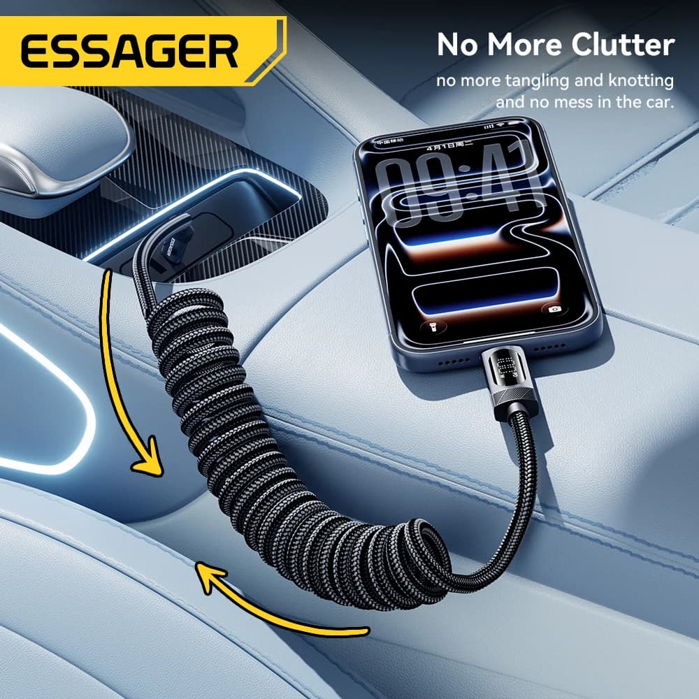Cavo Auto USB-C a USB-C a Molla 100W