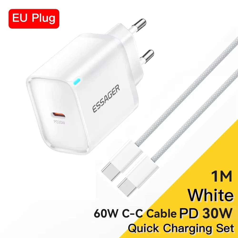 Caricatore Mini USB-C da 30W con Set di Cavi Lightning