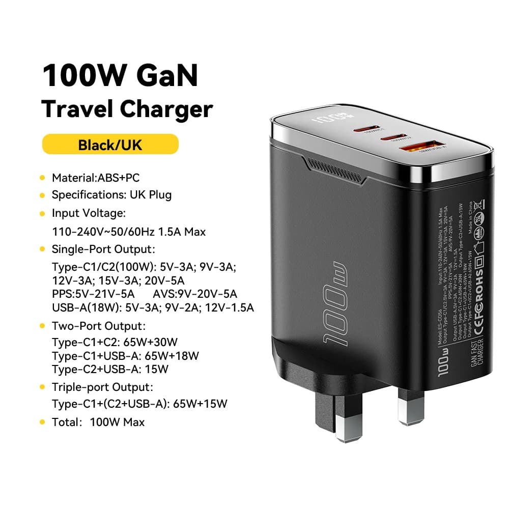 Caricatore USB-C GaN 100W con Display Digitale