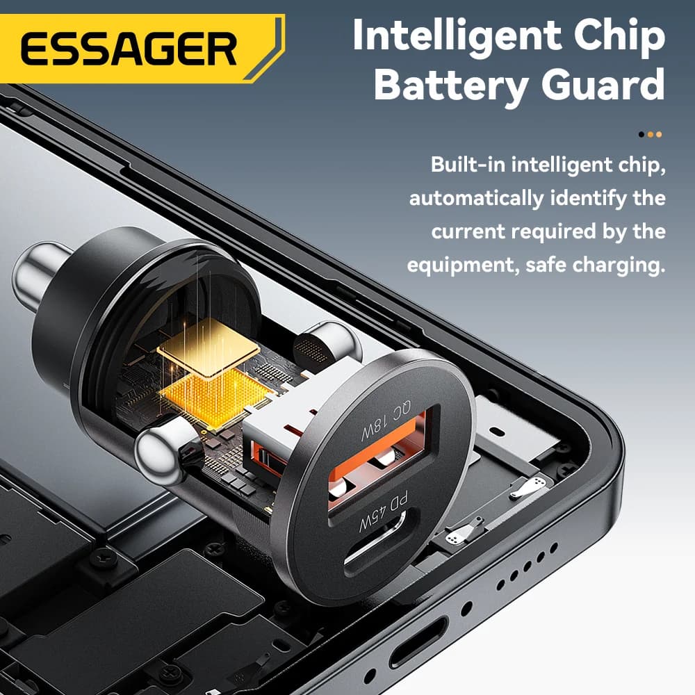 Caricatore Auto Mini USB-C 45W, QC 3.0