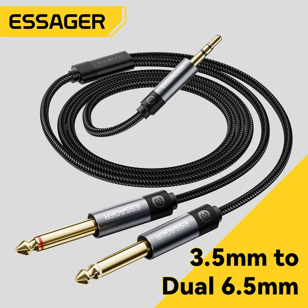 Cavo adattatore audio stereo da 3,5mm a doppio jack da 6,35mm