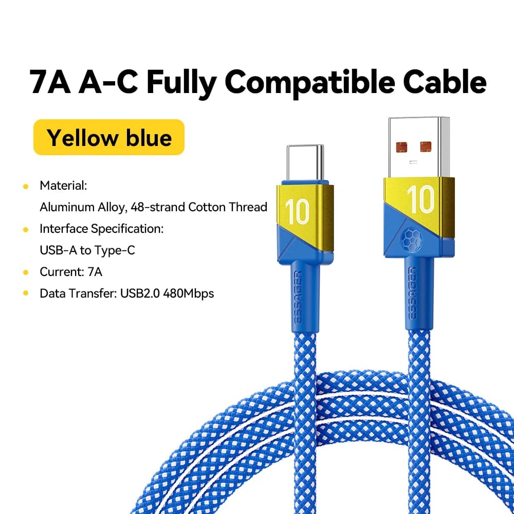 Cavo USB-C Super Ricarica Rapida 100W 7A Colori Squadre