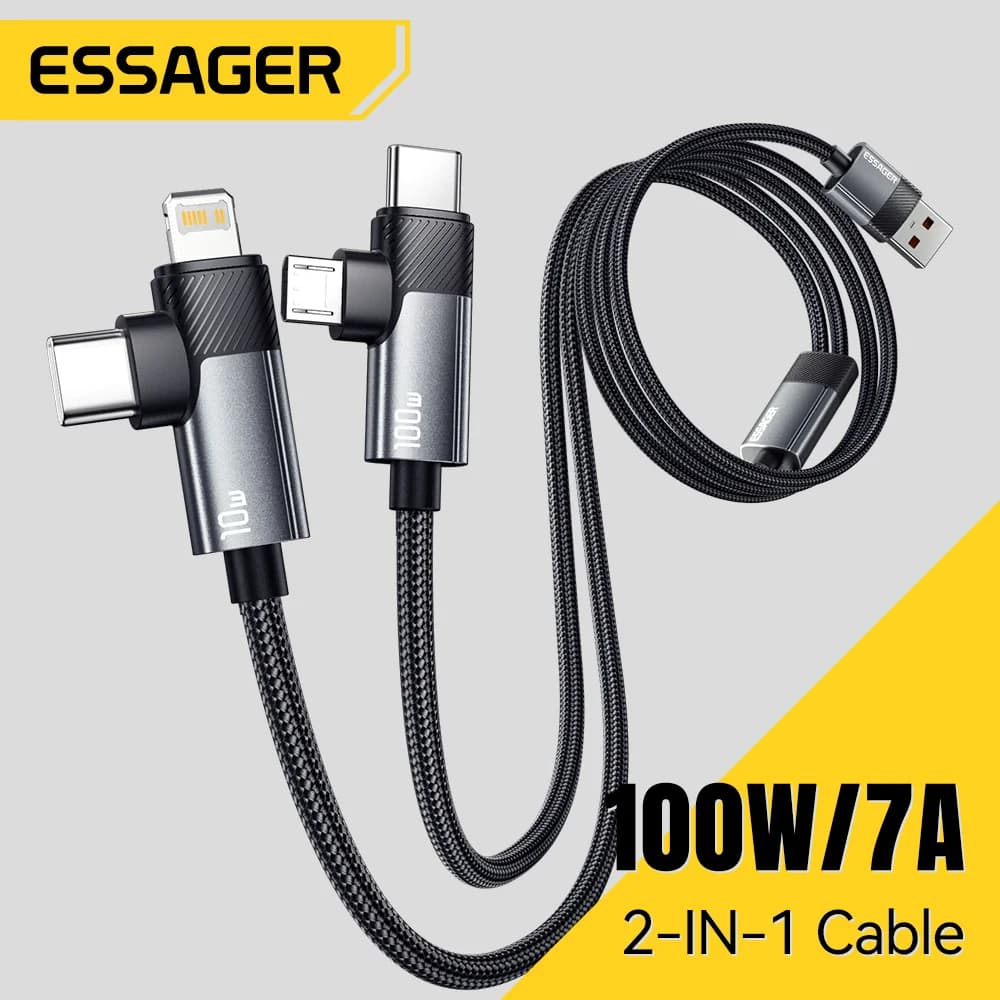 Cavo di ricarica rapida 2-in-1 da 100W Type-C e Lightning