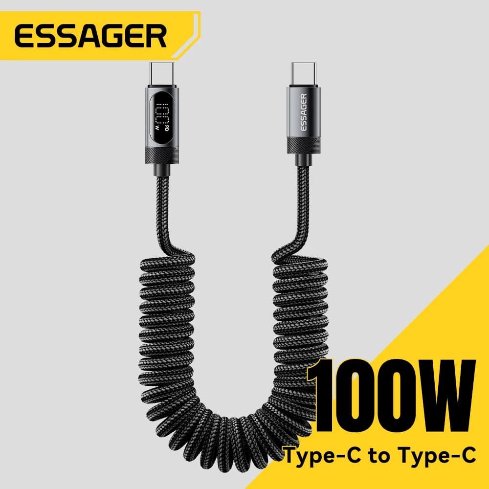 Cavo Auto USB-C a USB-C a Molla 100W