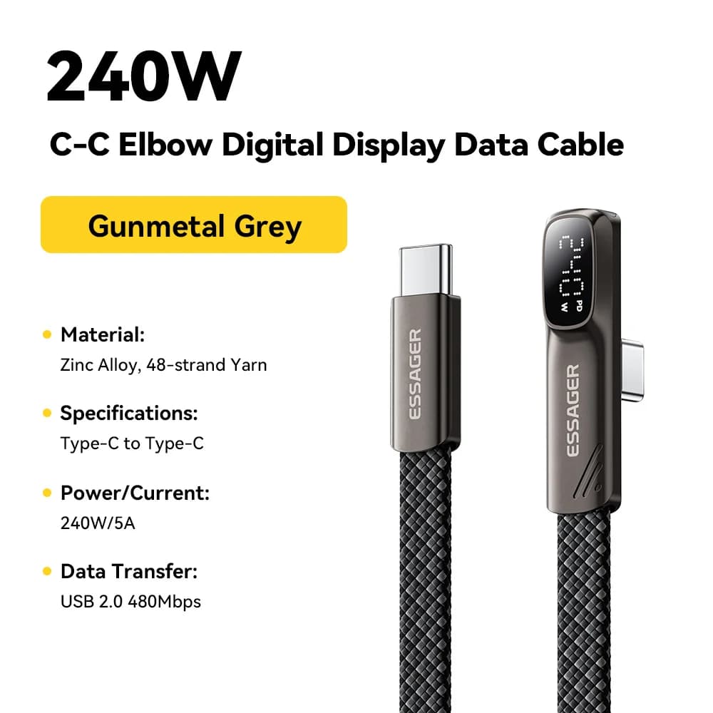 Cavo USB-C Angolato 240W per Ricarica Rapida