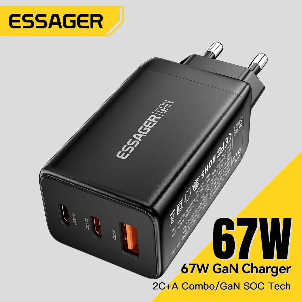 Caricatore rapido GaN USB Type-C 67W con supporto PPS