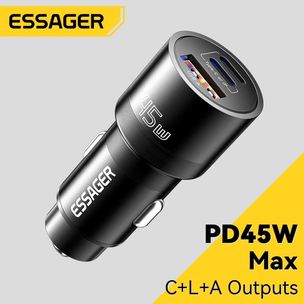 Caricabatterie Auto USB-C 45W con PD e QC 3.0