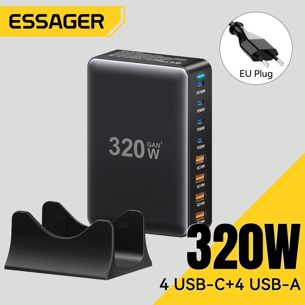 Stazione di Ricarica Desktop USB-C GaN 8 Porte 320W