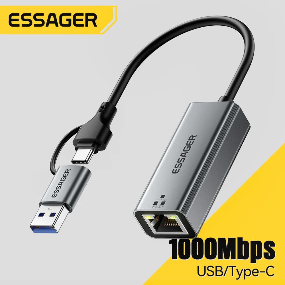 Adattatore Ethernet Gigabit RJ45 USB-A/Type-C 2-in-1