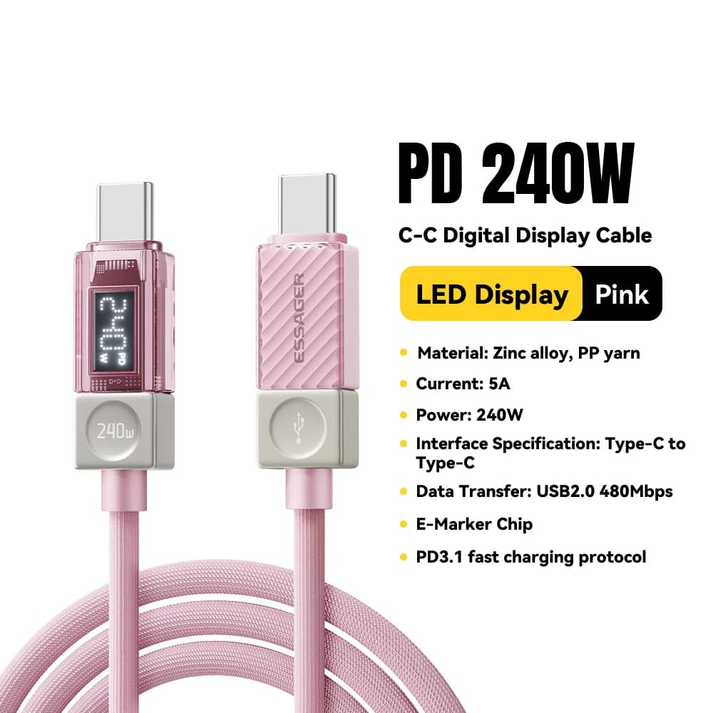 Cavo USB-C da 240W con display LED e PD 3.1 100W