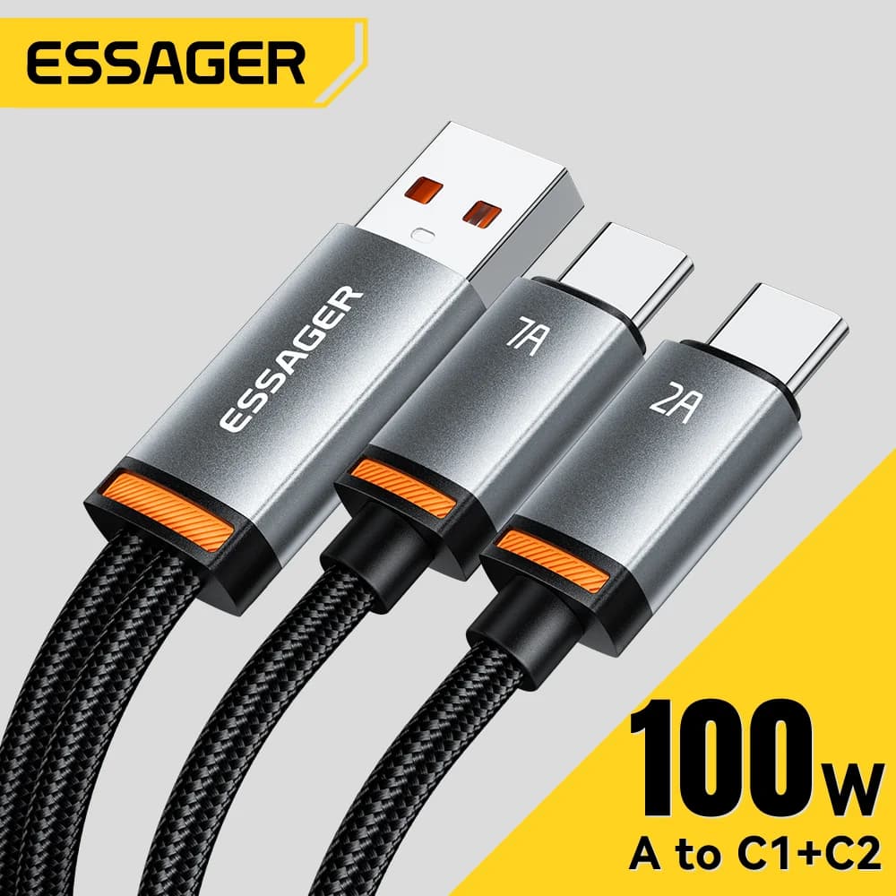 Cavo 2-in-1 USB-A a Type-C e Lightning, 100W