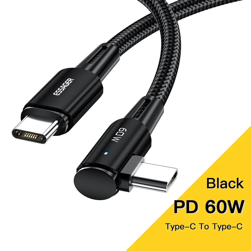 Cavo di ricarica rapida USB-C a USB-C da 100W (Angolato 90 Gradi)