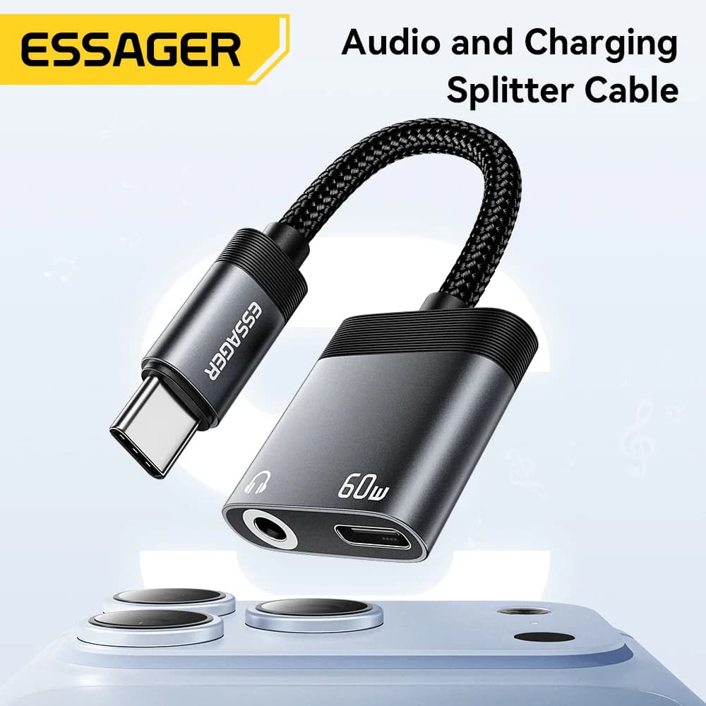 Splitter Audio USB-C e Ricarica PD 60W 2-in-1