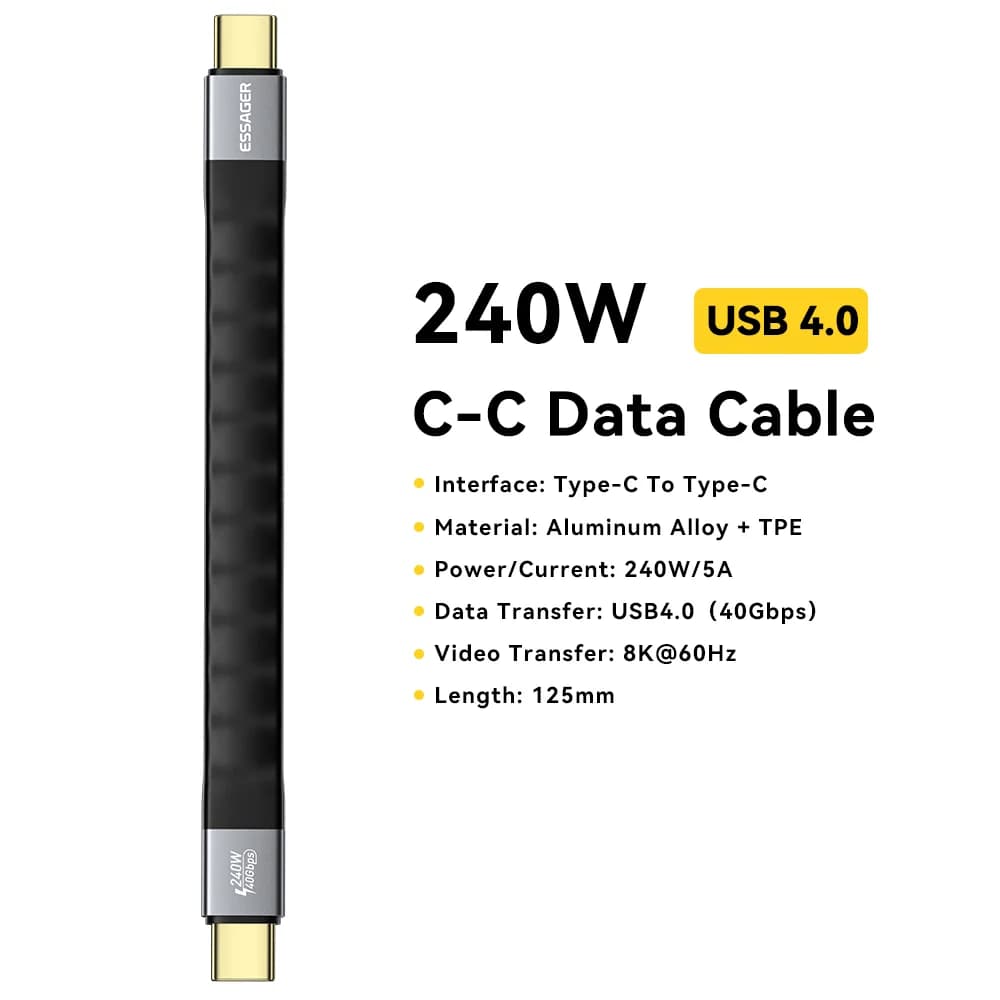 Cavo USB 4.0 Type-C con Trasferimento Dati 40Gbps e Video 8K