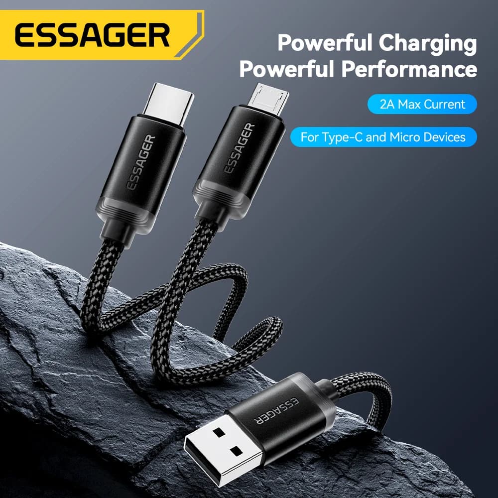 Cavo di ricarica rapida 2-in-1 USB Type-C e Micro USB
