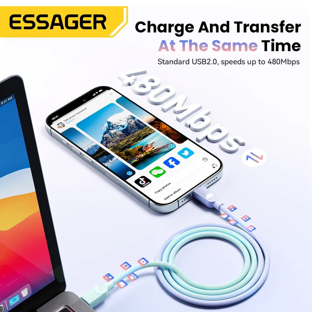 Cavo di Ricarica Rapida USB-C a USB-C Colorato 60W
