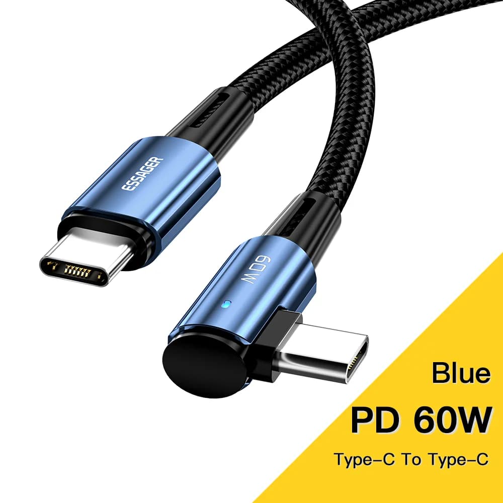 Cavo di ricarica rapida USB-C a USB-C da 100W (Angolato 90 Gradi)