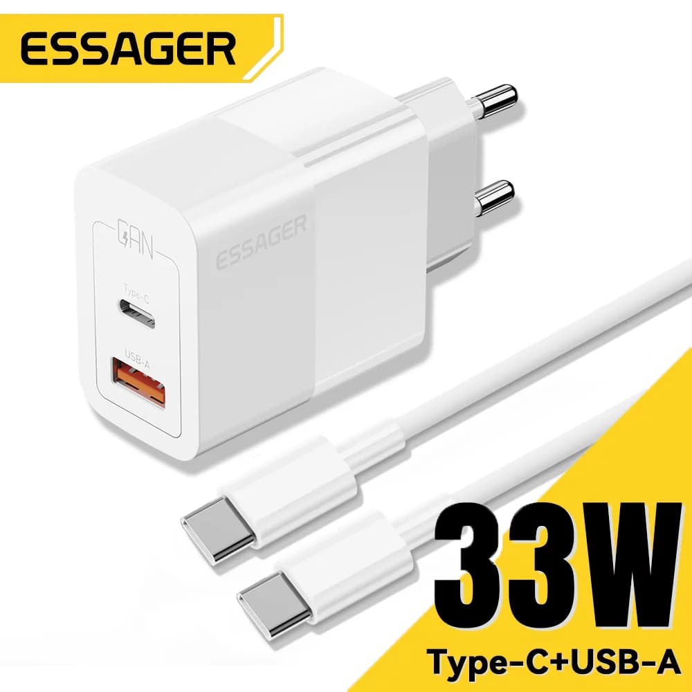 Caricabatterie da Muro Compatto USB-C Doppia Porta 33W