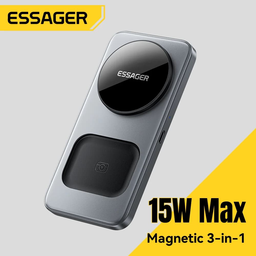 Stazione di ricarica wireless magnetica pieghevole 3-in-1 da 15W