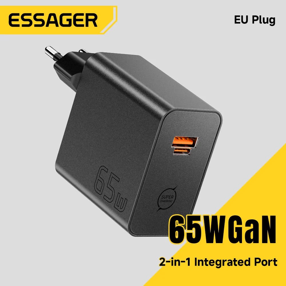 Caricatore Rapido GaN 65W 2-in-1 USB Type-C