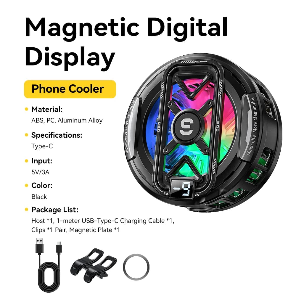 Raffreddatore Magnetico per Telefono con Display Digitale