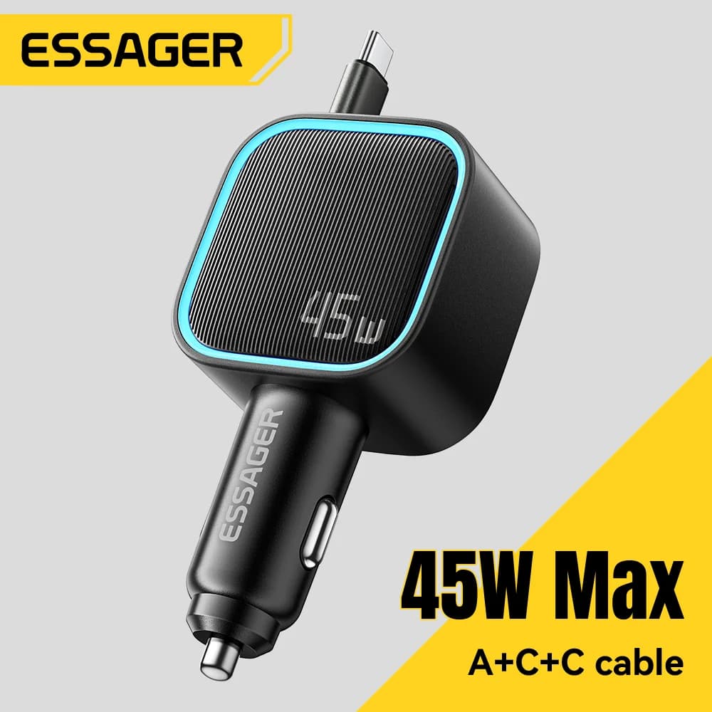 Caricatore da auto 45W con cavo PD retrattile da 75cm