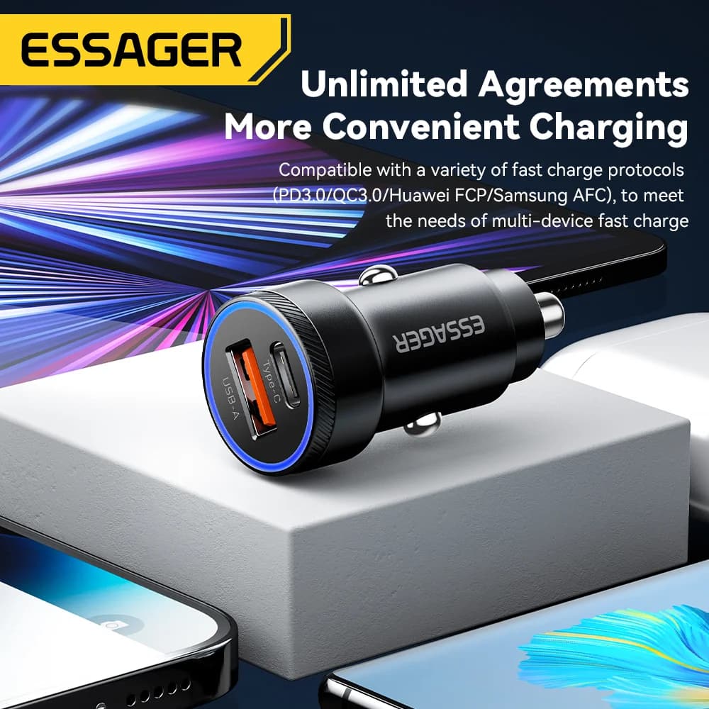 Caricatore Auto USB-C 54W, Ricarica Rapida 5A