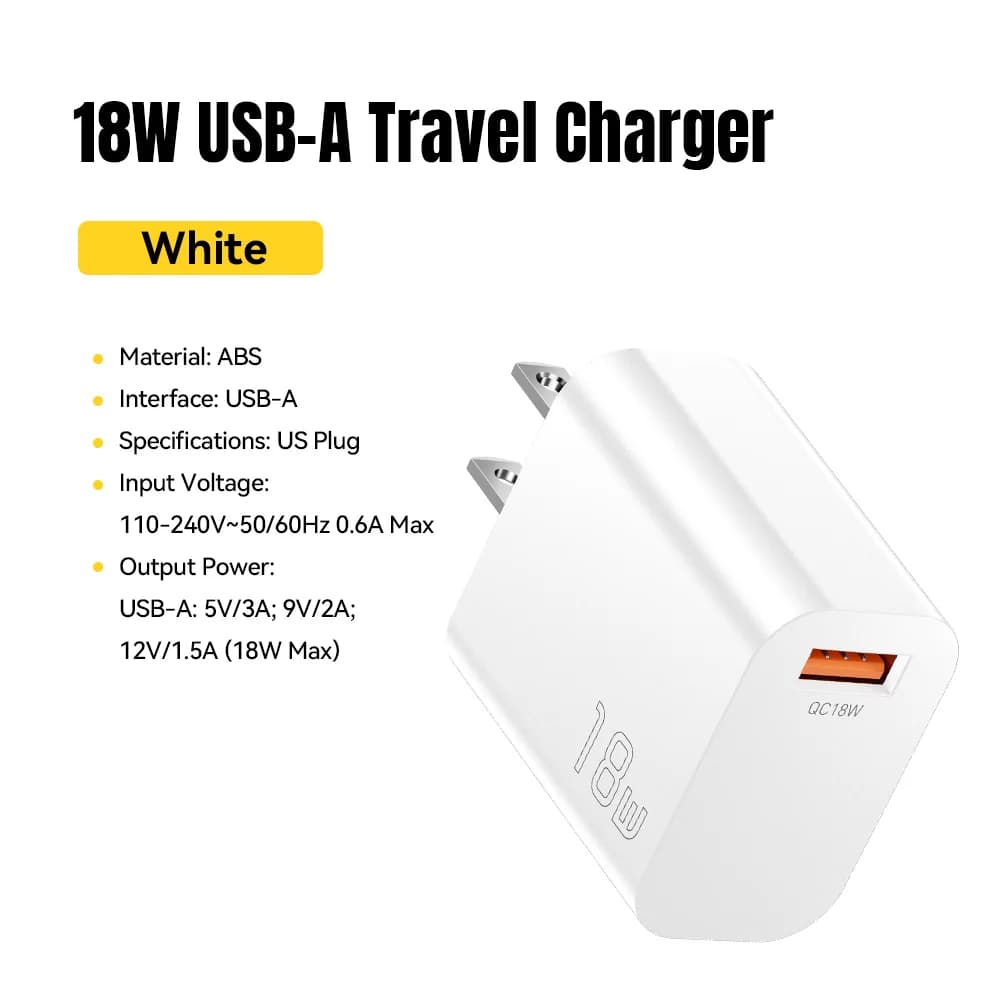 Caricatore da Parete USB-A QC 3.0 Rapido 18W