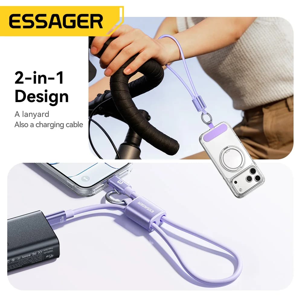 Cavo USB-C a USB-C Corto con Cordino 60W
