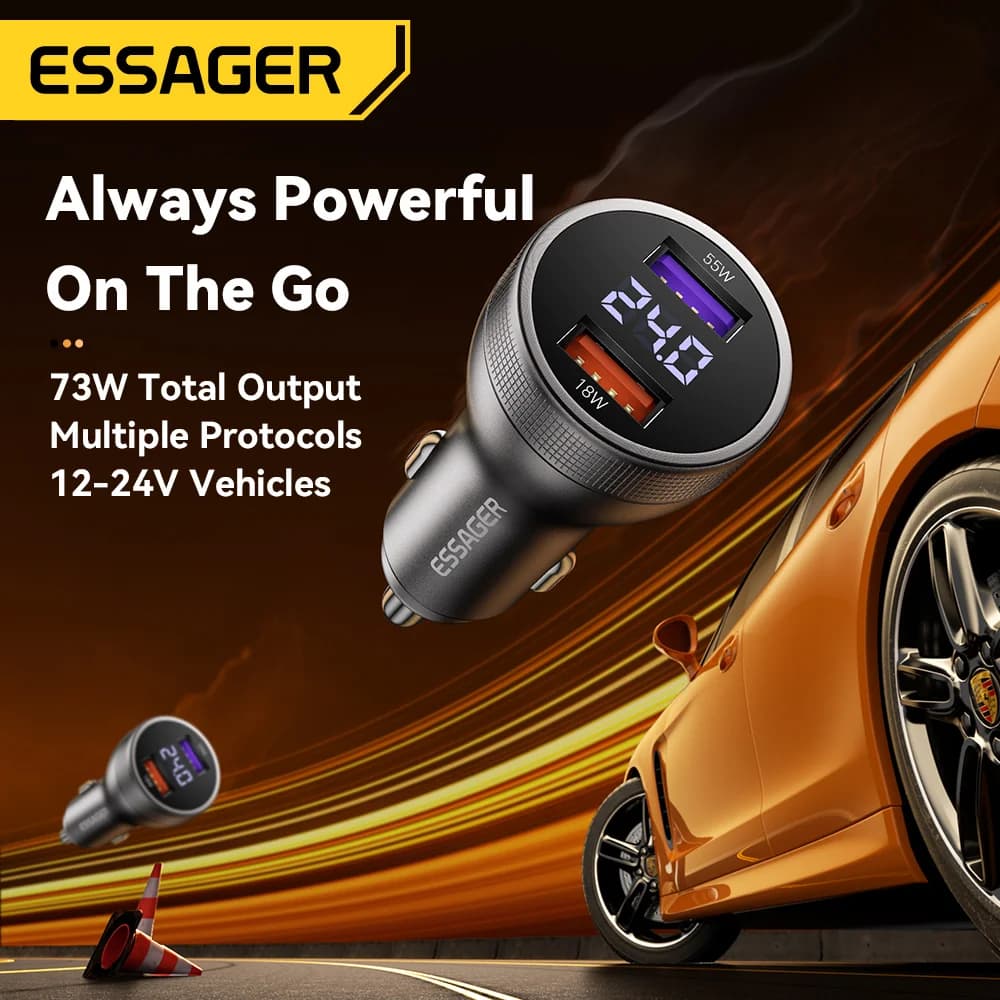 Caricabatterie Auto USB-C da 73W con Display Digitale