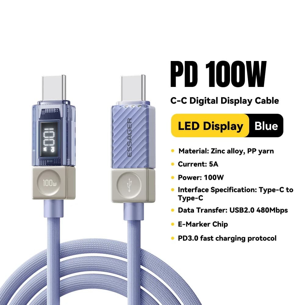 Cavo USB-C da 240W con display LED e PD 3.1 100W