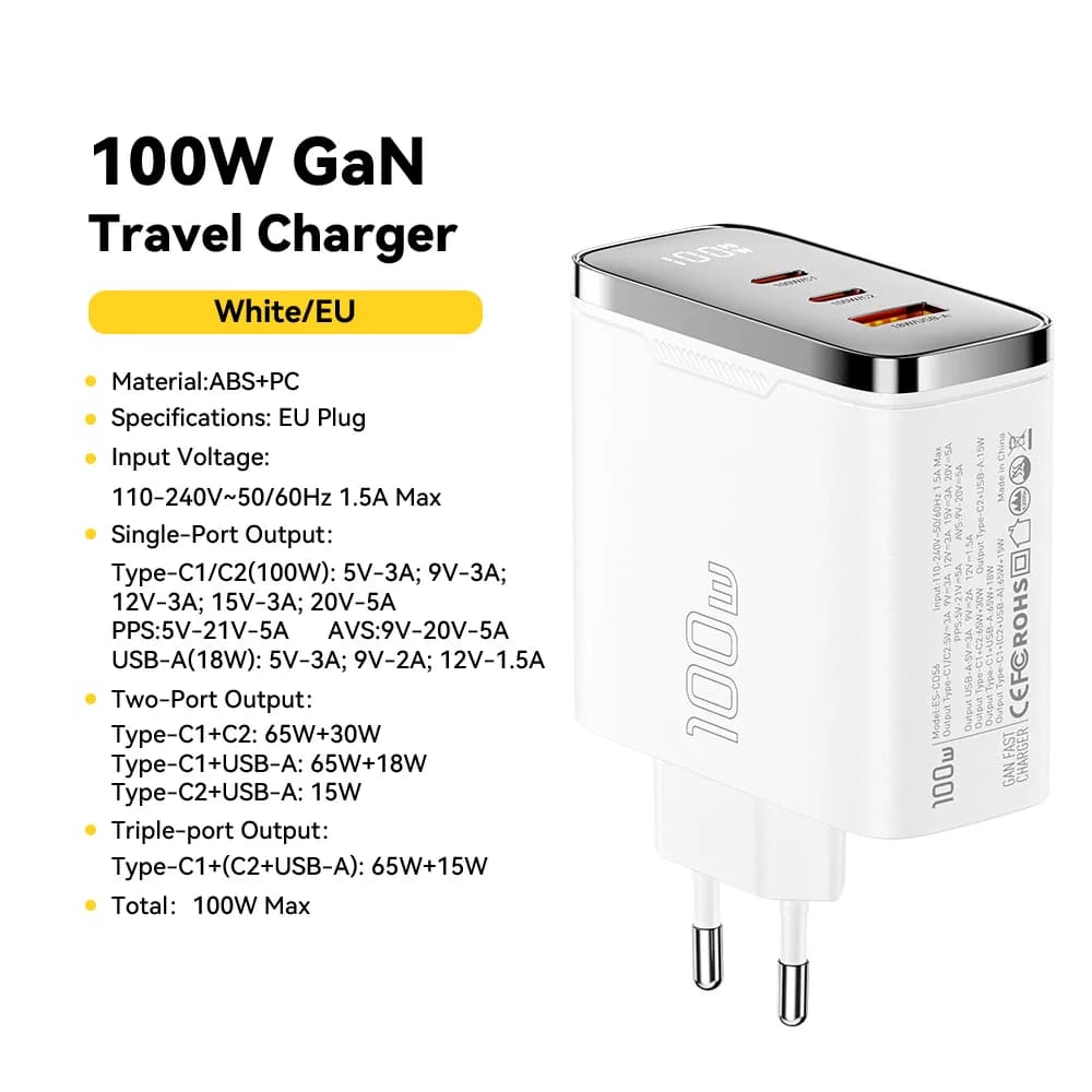 Caricatore USB-C GaN 100W con Display Digitale