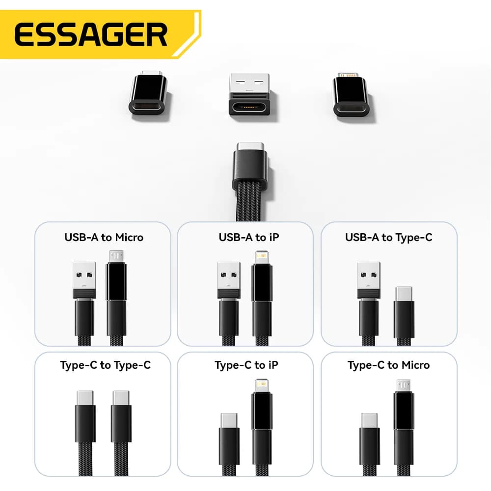 Set Cavi Dati USB-C 60W con Box Portaoggetti da Viaggio