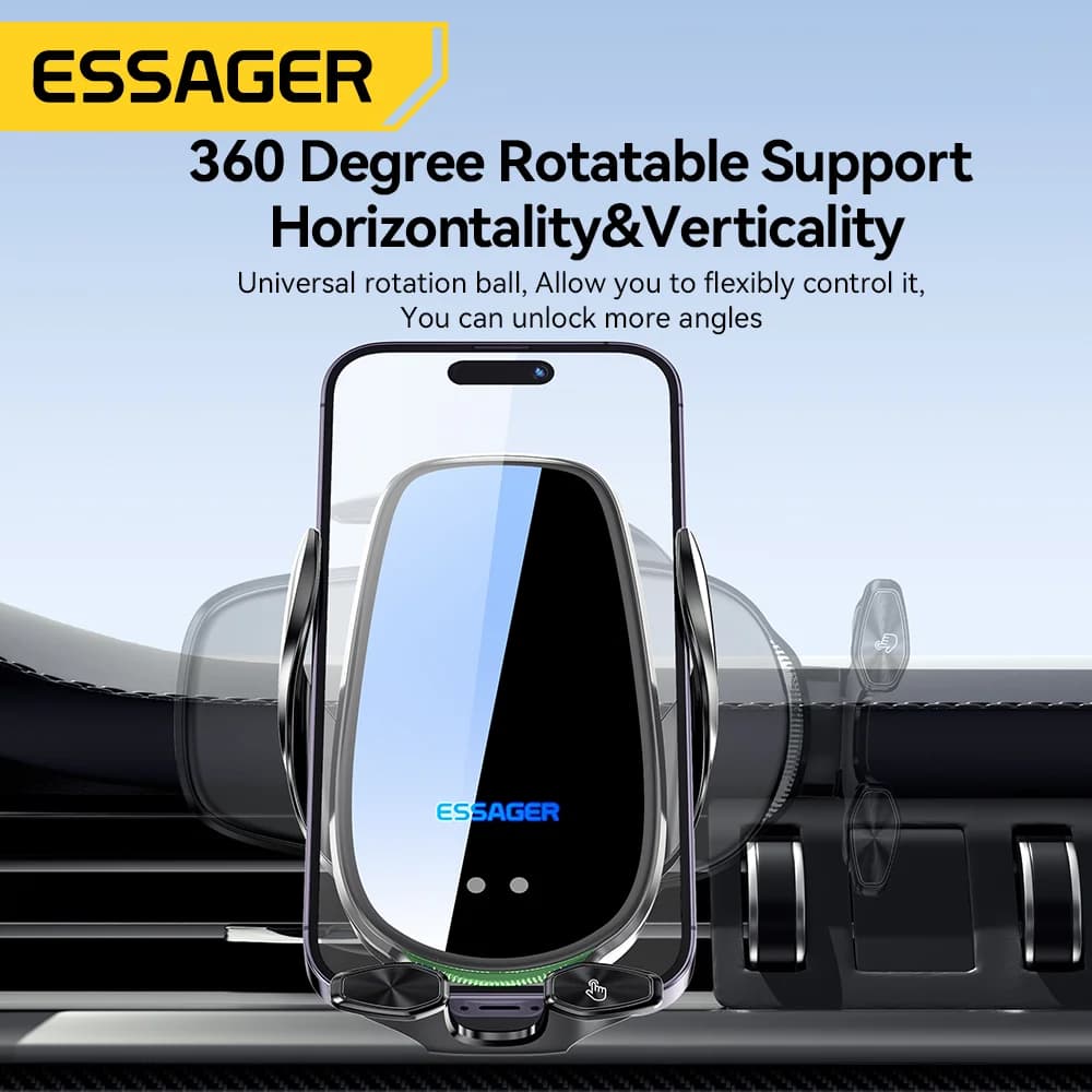 Supporto Auto per Bocchette Aria con Caricatore Wireless Qi 15W