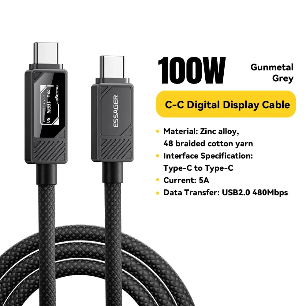 Cavo USB-C 100W con Display Digitale Ricarica PD